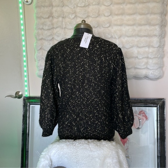 Brand : Calvin Klein black with gold speckled thread sweater polymers blend NWT - Picture 6 of 9
